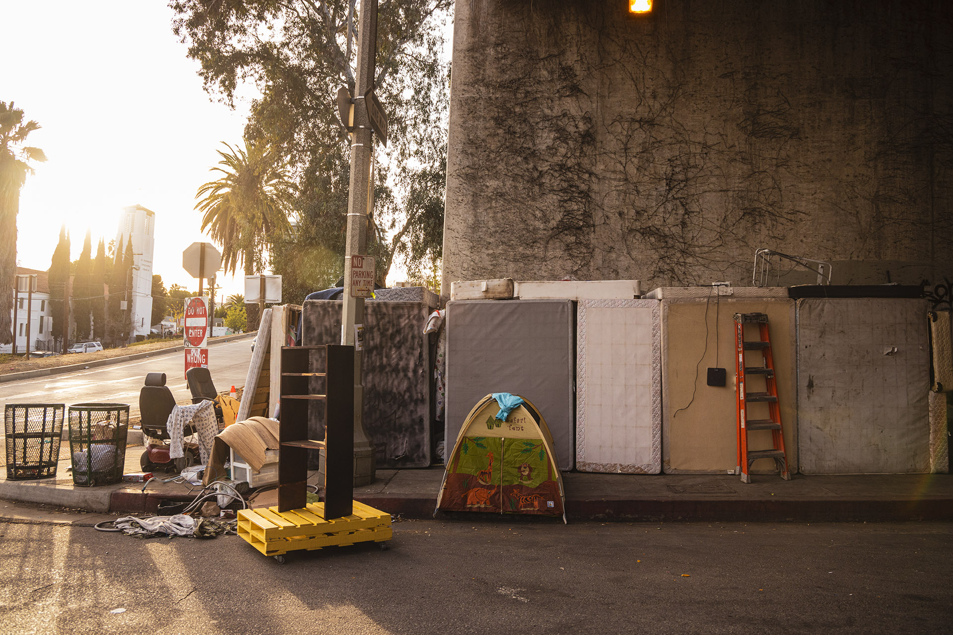 Hollywood, under the bridge. Homeless situation became very complicated